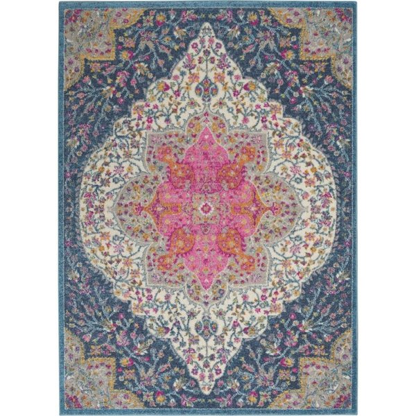 Palacedesigns 4 x 6 ft. Blue & Pink Medallion Area Rug PA2627732